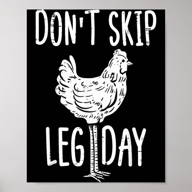 Poster Gym Chicken Dont Skip Leg Day Fun Workout Fitness  (Frente)