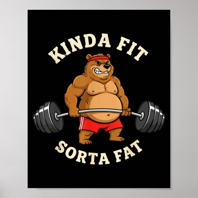 Poster Gym Dad Bod Werlifting Bear Weightlifting Men  (Frente)