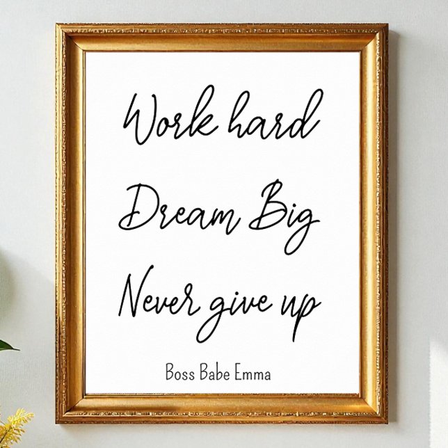 Poster Gym Duro de Trabalho de Citação de Sucesso Branco  (Criador carregado)