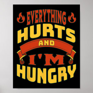 Poster Gym Workout Tudo Magoa Estou com fome Levantando F