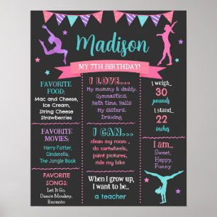 Poster Gymnast - Sinal de Conselho de Milestone de Aniver