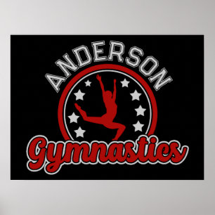 Poster Gymnastics ADD NAME Gymnast Vault Floor Athlett