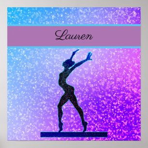 Poster Gymnastics Beam Blue e Purple