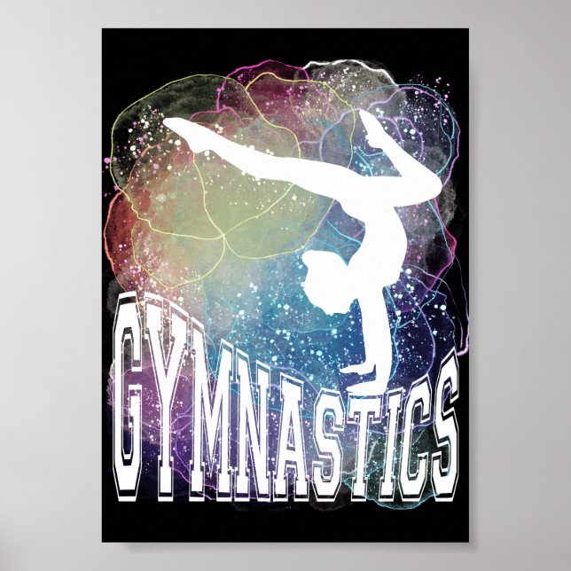 Poster Gymnastics Girl Handstand Watercolor (Frente)