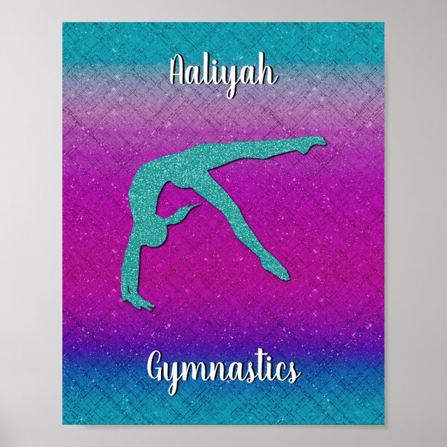 Poster Gymnastics Girl Turquoise Magenta Ombre (Frente)