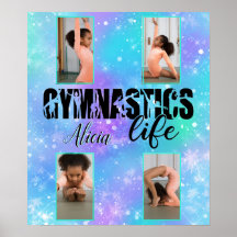 Gymnastics Life Pastel Personalised Name & 4 Photo