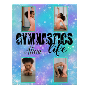 Pôster Gymnastics Life Pastel Personalised Name & 4 Photo