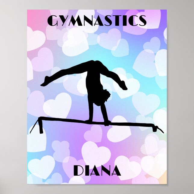 Poster GYMNASTICS Pastel Hearts Personalizado (Frente)