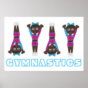 Poster Gymnastics Pink Leotard Tumbling Gymnast Girl Art