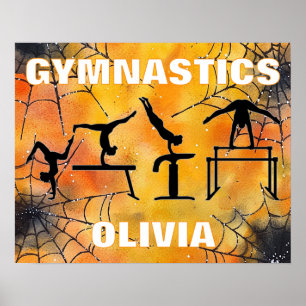 Poster Gymnastics Spooky Spiderweb Halloween
