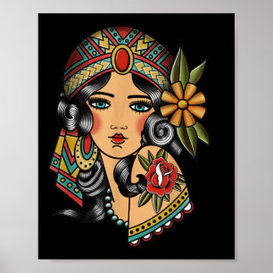 Poster Gypsy Head Fortune Teller American Trona