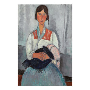 Pôster Gypsy Woman with Baby, 1919 (óleo na canvas)