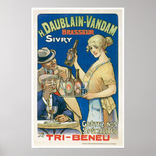 Pôster H. Daublain Vandam Sivry Vintage Beer Ad Art