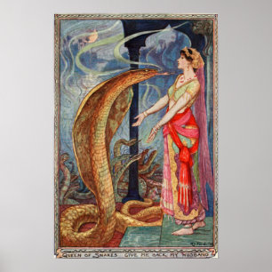 Poster H J Ford Vintage Ilustração Rainha de Cobras