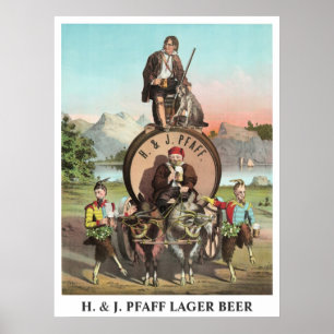 Pôster H. & J. Pfaff Lager Beer título editável