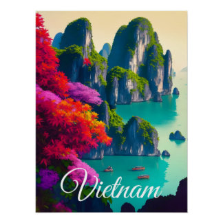 Pôster Ha Long Bay Vietnam Travel Poster