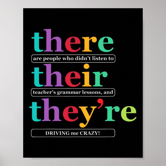 Poster Há Seu Elas São Professor De Gramática Inglesa De  (Frente)