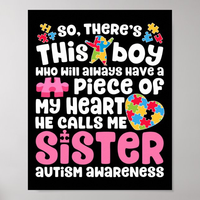 Poster Há um rapaz que ele me chama de Irmã Autismo Aware (Frente)