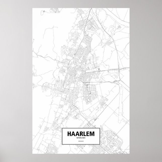 Poster Haarlem, Países Baixos (preto no branco) (Frente)