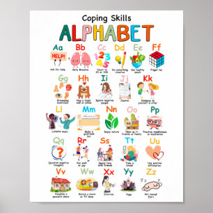 Poster Habilidades Abc Alfabeto Conscientização da Saúde