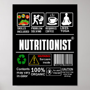 Poster Habilidades de Rótulo de Nutricionista Sarcasmo De