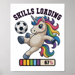 Poster Habilidades engraçadas de unicórnio de futebol car