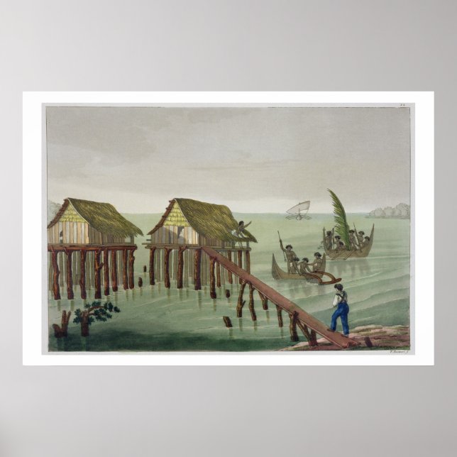 Pôster Habitações da Tribo Papu, Rawak, placa 22 para (Frente)