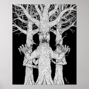 Poster Habitantes do Diabólico Bosque Arte de Horror Estr