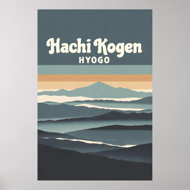 Poster Hachi Kogen Hyogo Japan Misty Mountains Retro Trav (Frente)