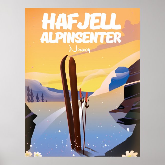 Poster hafjell alpinsenter  Norway beautiful ski poster. (Frente)