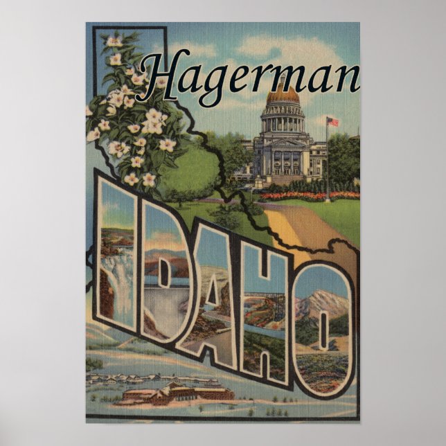 Poster Hagerman, Idaho - Cenas com Letras Grandes (Frente)