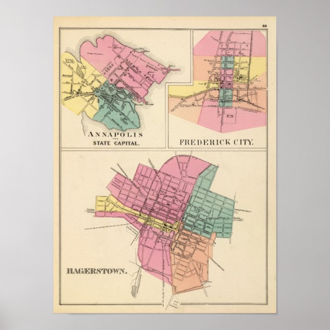 Poster Hagerstown, Annapolis, Frederick City (Frente)