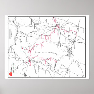 Pôster Hagerstown & mapa do sistema Railway de Frederick