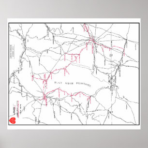 Pôster Hagerstown & mapa do sistema Railway de Frederick