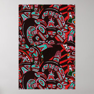 POSTER HAIDA KILLER WHALES