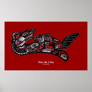 Poster "HAIDA SPIRIT" Madre Otter & Baby Haida Art Impres