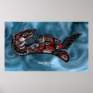 Pôster "HAIDA SPIRIT" Madre Otter & Baby Haida Art Impres