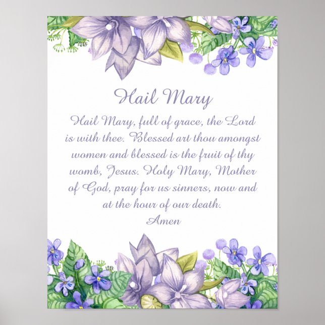Poster Hail Mary Catholic Prayer Christian (Frente)