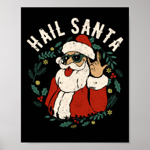 Poster Hail Santa Claus Sleighighighted Christmas Rock Me