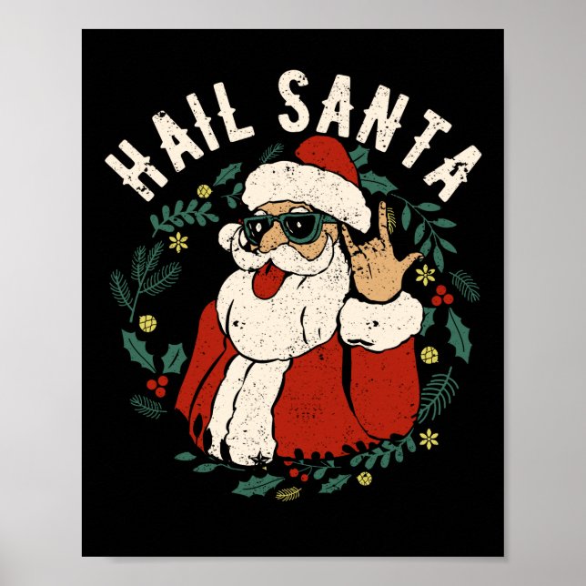 Poster Hail Santa Claus Sleighighighted Christmas Rock Me (Frente)