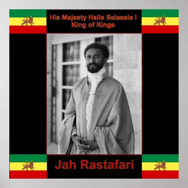 Poster Haile Selassie Jah Rastafari Large Print on Canvas (Frente)