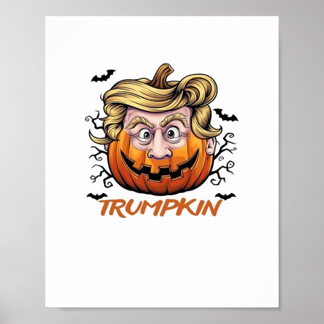 Poster Hair Engraçado Pumpkin Halloween Boo - Humor Polít (Frente)