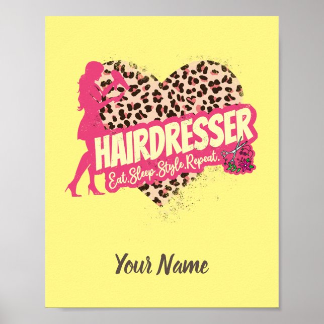 Poster Hairdresser Leopardo Hustler Hairstylist (Frente)