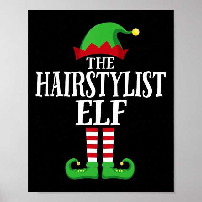 Poster Hairstylist Elf Matching Family Group Natal Pa (Frente)