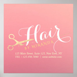 Poster Hairstylist Makeup Salon Modern Pink Tesoura Doura