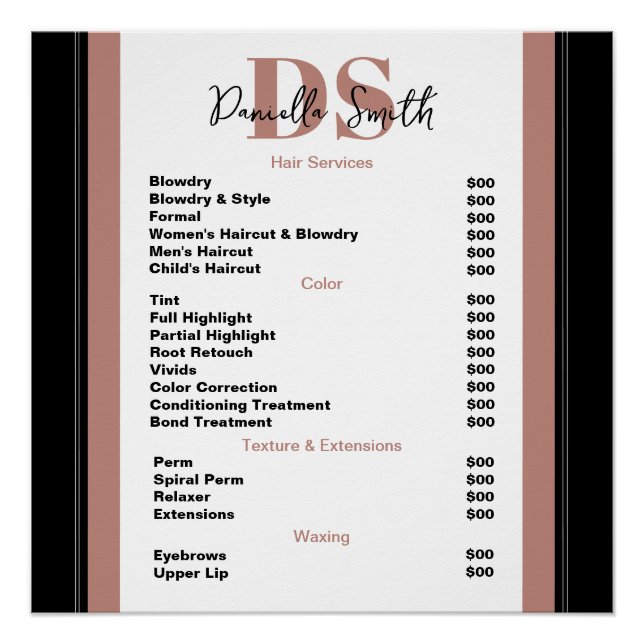 Pôster Hairstylist Moderno Minimalista (Frente)