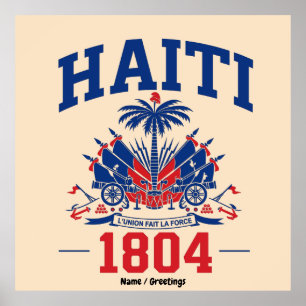Poster Haiti 1804 Bandeira Patriótica Vintage Gráfica Her