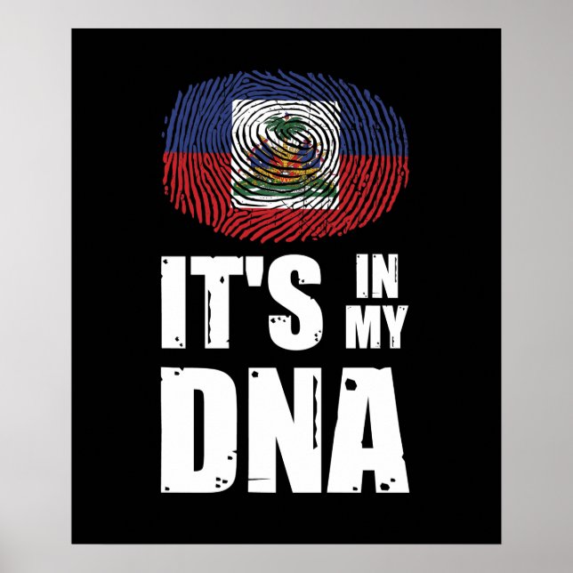Poster Haiti It's In My DNA Fingerprint Haitian Flag (Frente)