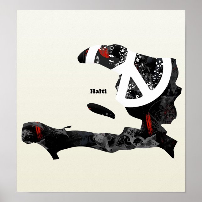 Poster Haiti: Trendy Peace Sign com mapa do Haiti (Frente)