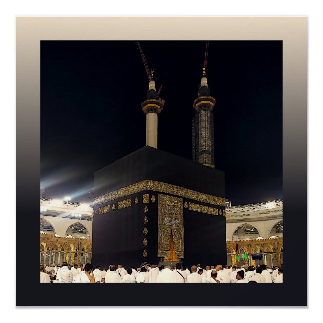 Pôster Hajj Pilgrims em Fajr, Kaaba, Meca, Arábia Saudita (Frente)